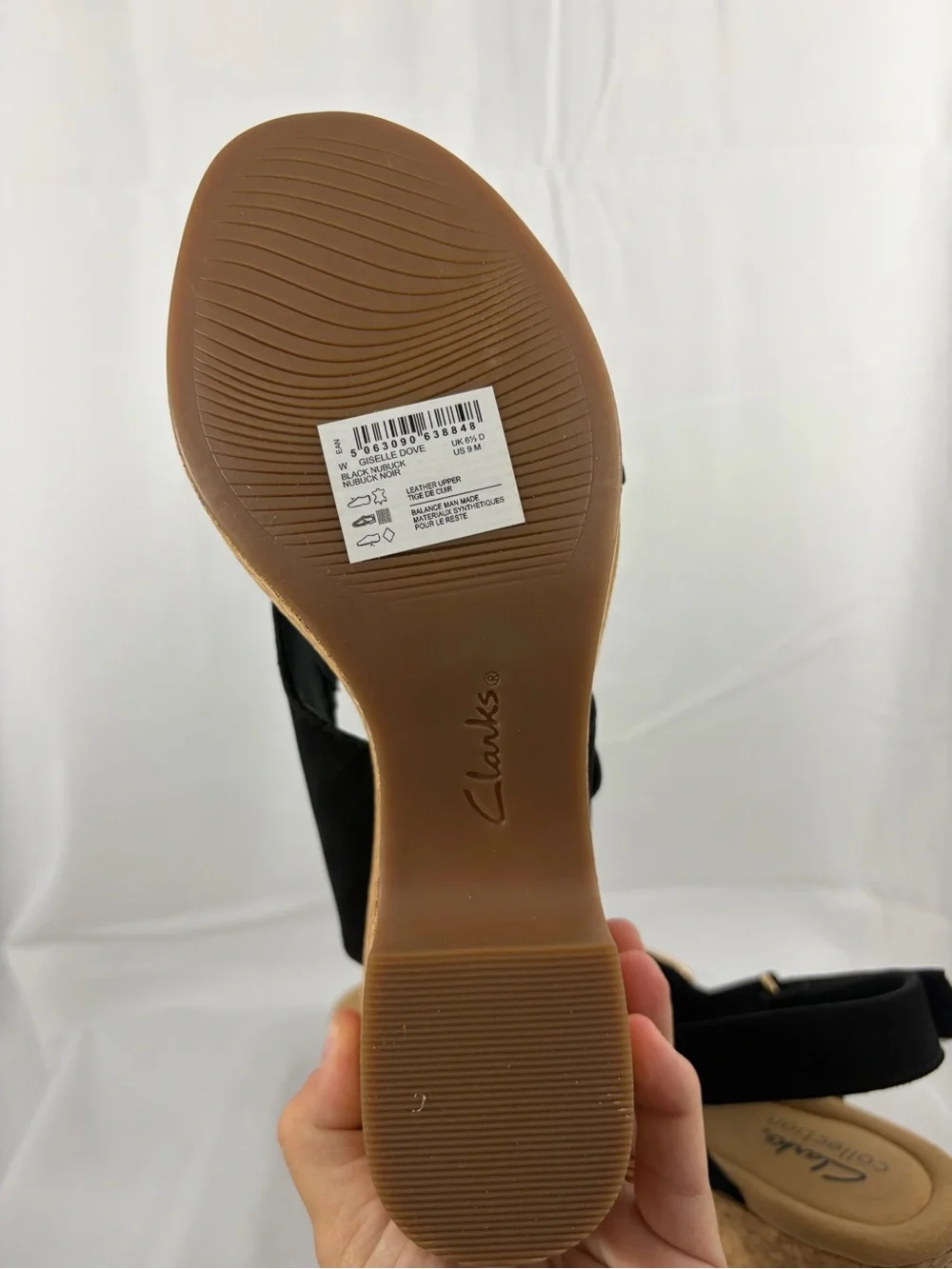 NWT Clarks Women’s Size 9 Black Cork Platform Slingback Sandals